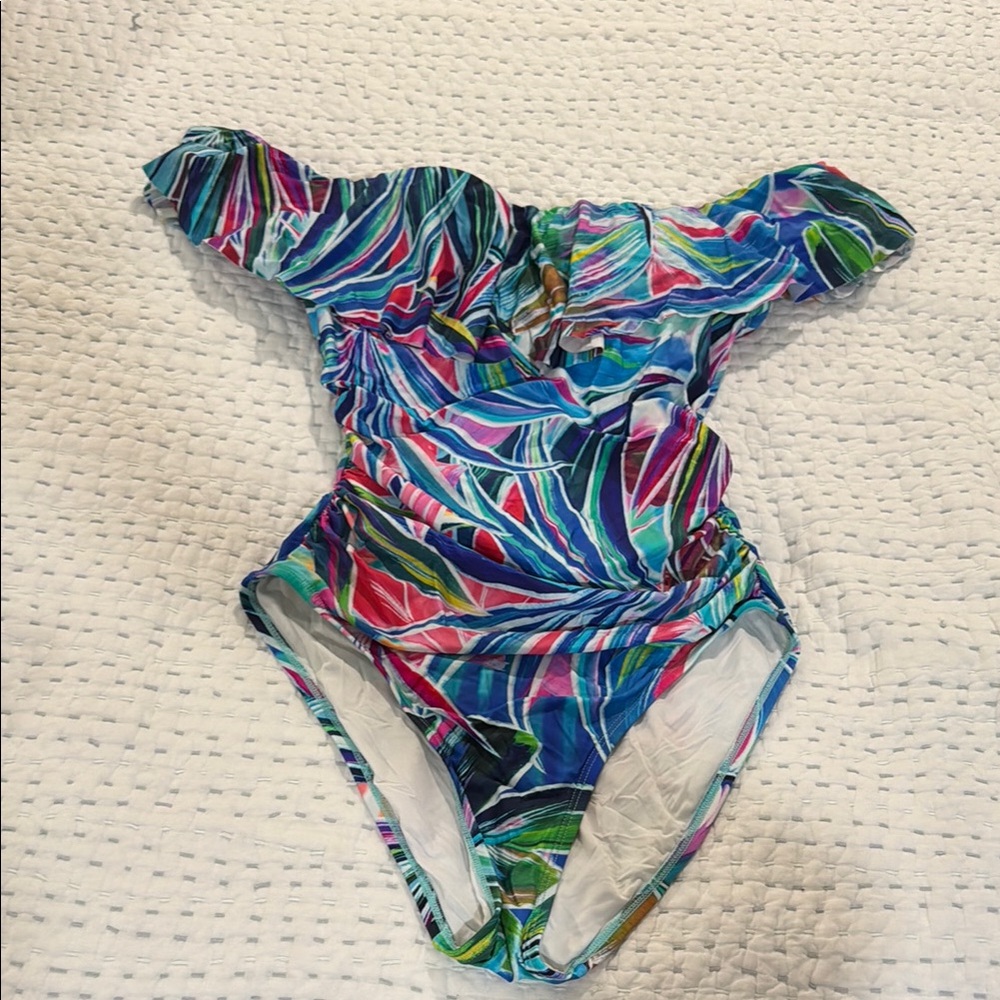La Blanca Colorful Off-Shoulder Swimsuit